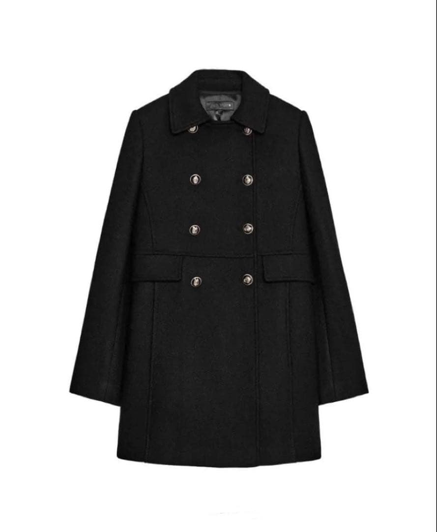 【新品未使用タグ無し✨】ZARA ウールダブルブレストコート BLACK M ZARA ウール ダブルブレスト コート M - メルカリ