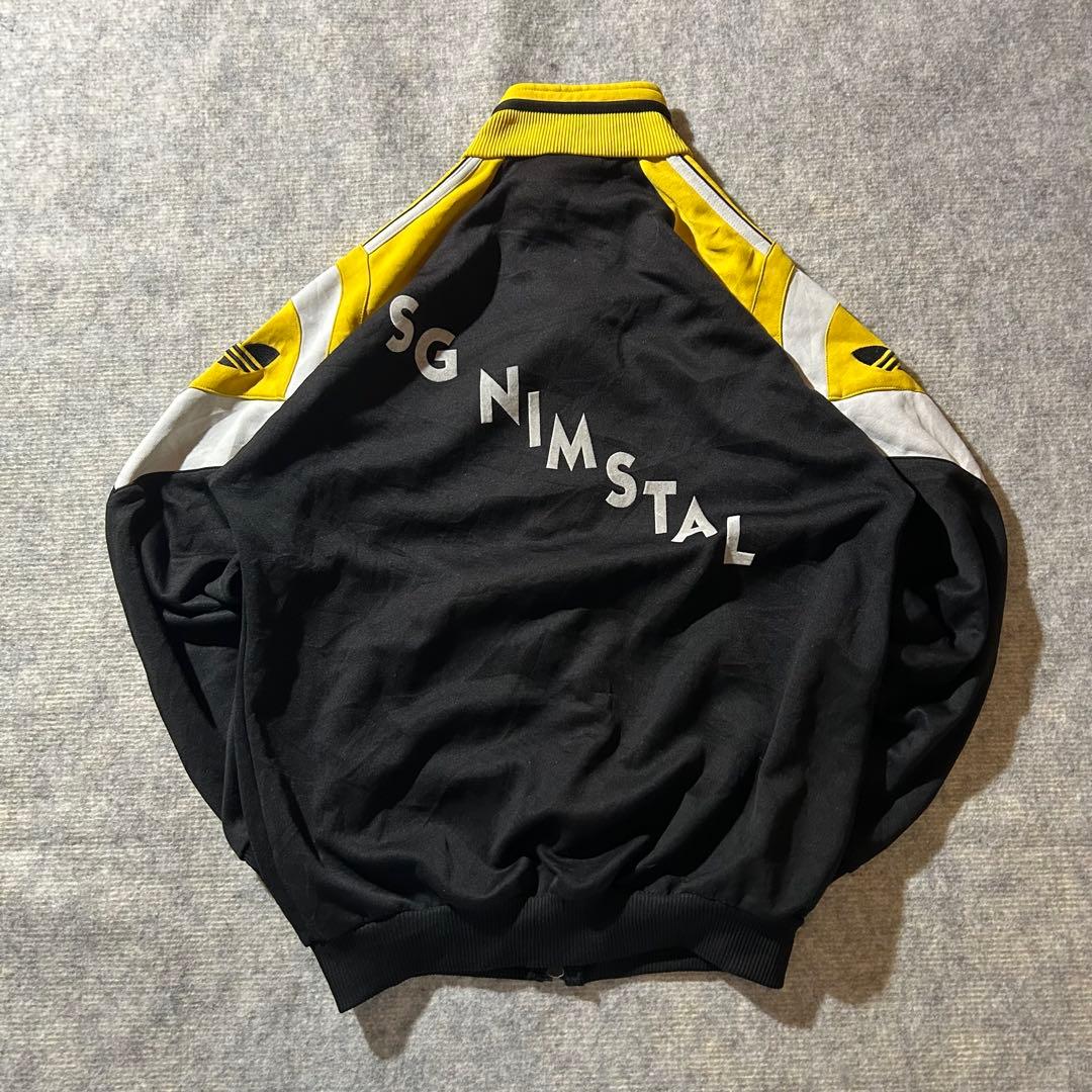 激レア90sadidas好配色ナイロンフルジップ胸ロゴ刺繍トレフォイル万