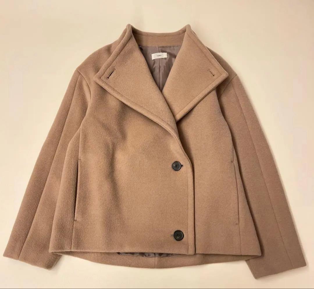 スタンドカラーショートコートsuper140 ウール IENA コート ベージュ