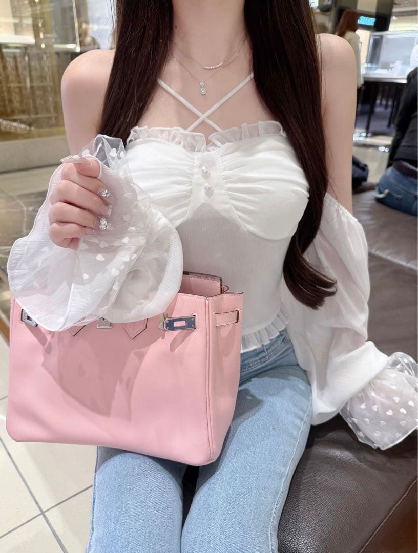 Lumignon ♥ Mellow Heart Tulle Top 【ホワイト】 トップス | Lumignon