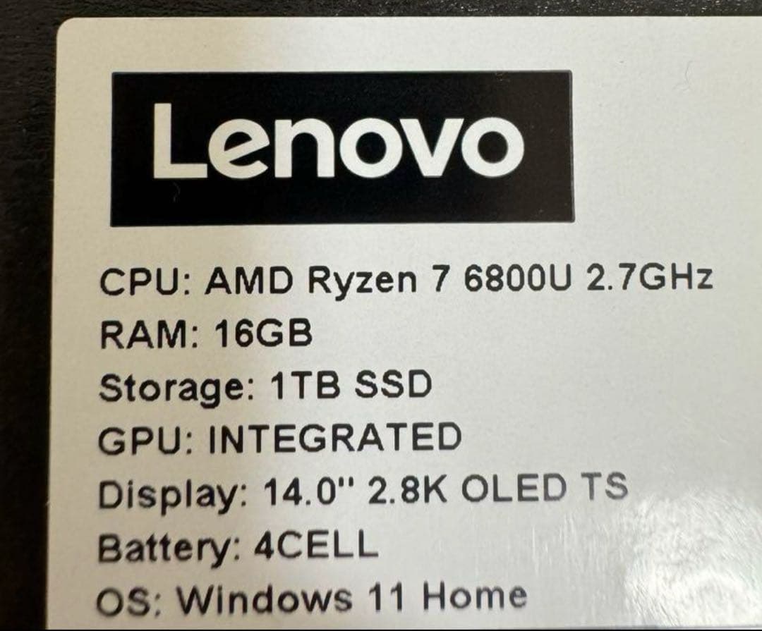 Lenovo yoga 770 1tb 2.8k 有機EL 2in1 ペン付き