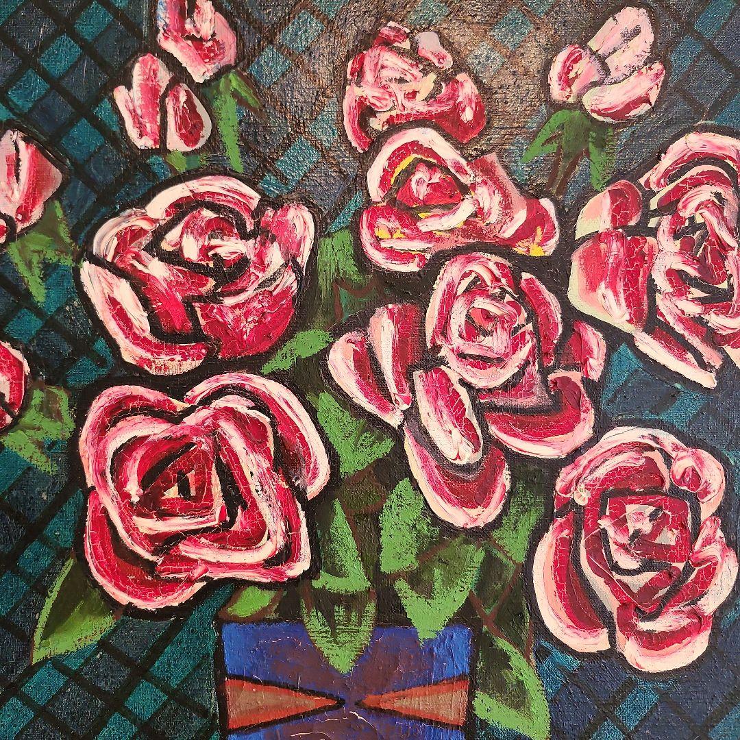 田渕眞兒　油絵　油彩　薔薇シリーズ　花　No.2-10+t+s