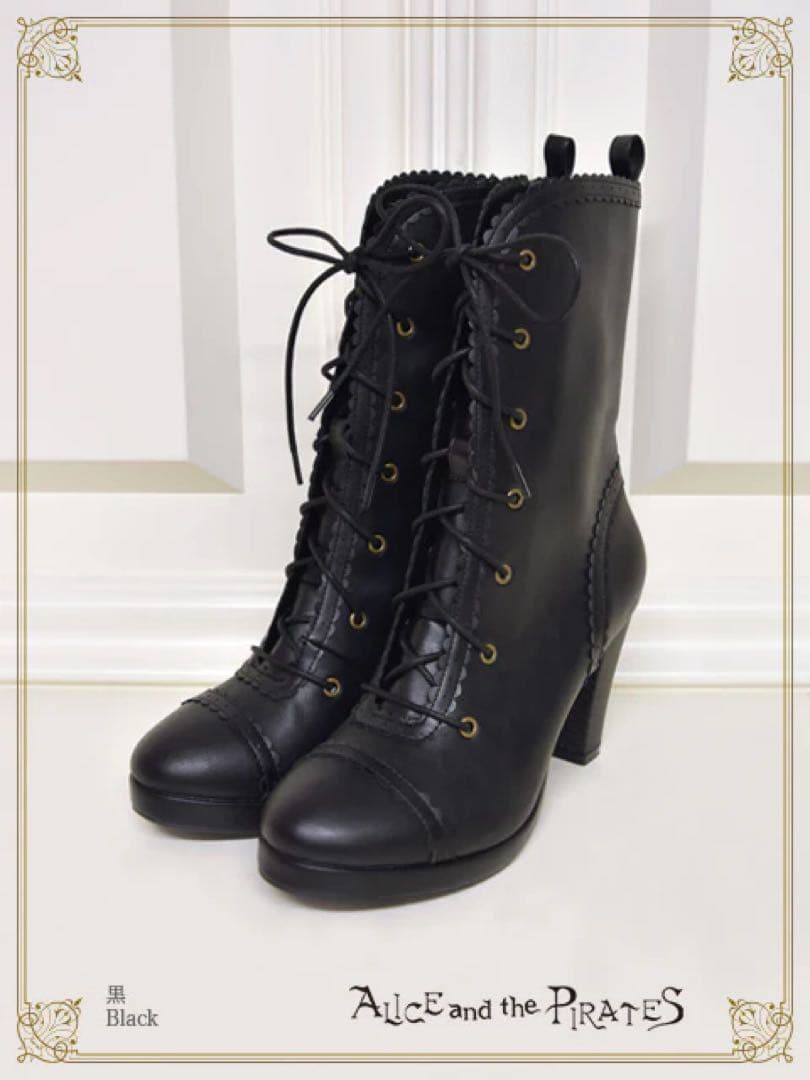 タグ付き未使用　クララショートブーツ　黒　Lサイズ　ロリータ　新品 ショートブーツ ダルク風 厚底 編み上げ ロリータ Lolita かわいい