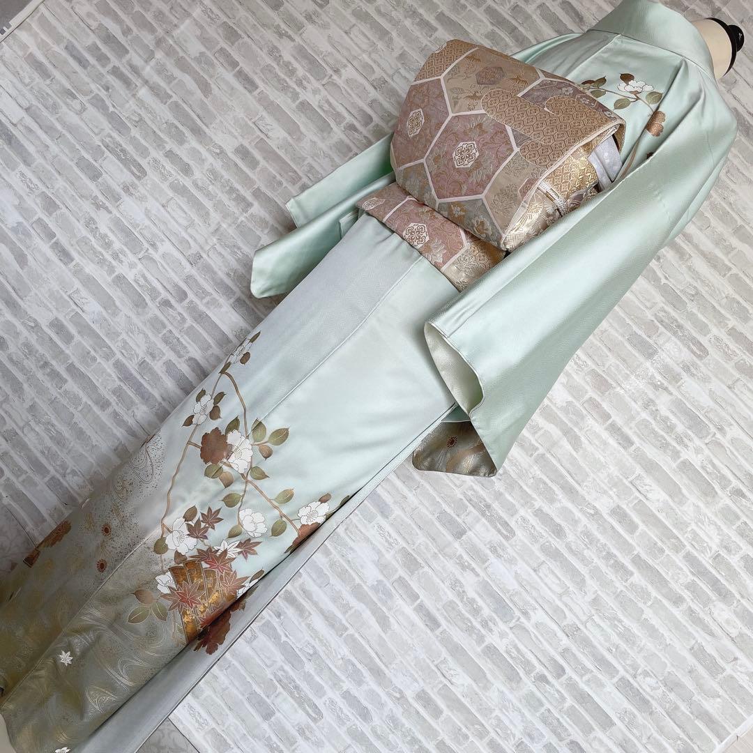 訪問着 フルセット 桜の木 花筏 綸子 入学式 卒業式 春めく 着物 Q5