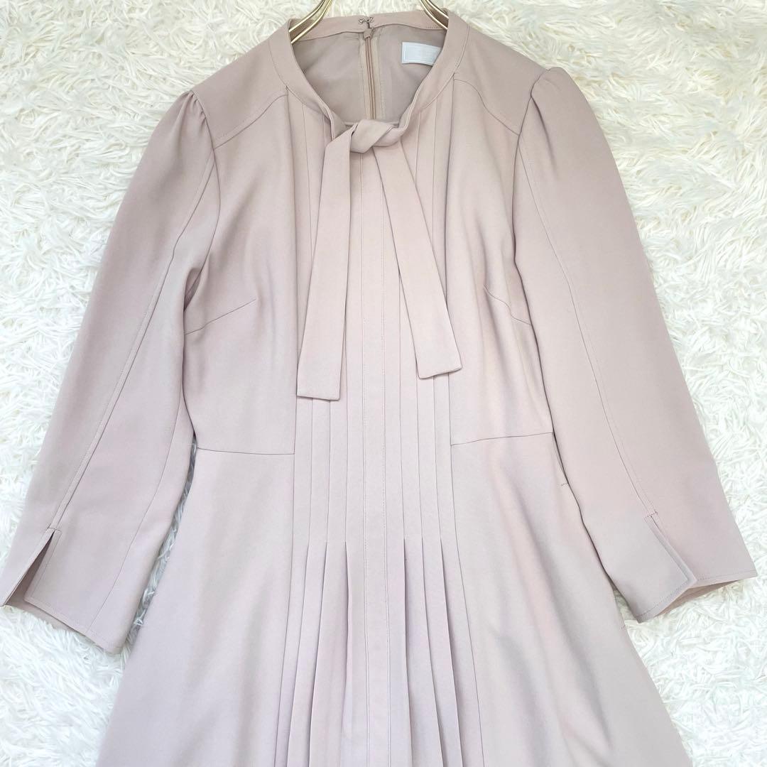 美品✨️セルフォード ボウタイプリーツワンピース ロング ベージュ 36