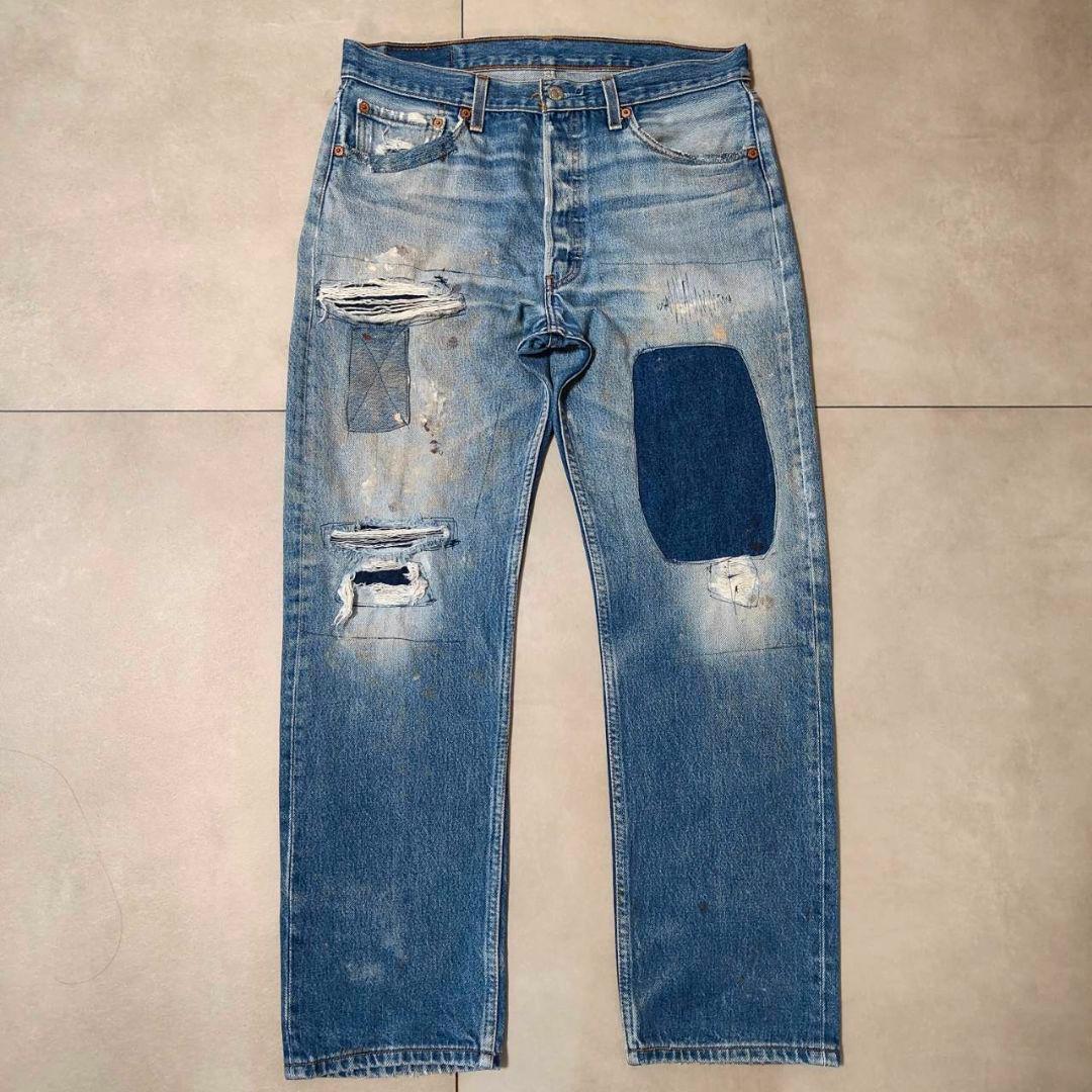 ビンテージ リーバイス 501 ダメージデニム グランジ パッチワーク w34