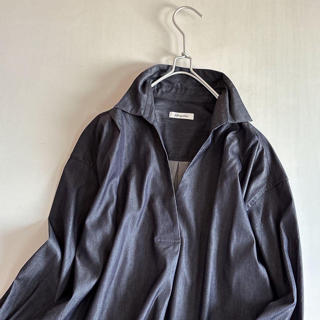 極美品 ラウンジドレス スキッパー シャツ デニム フリーサイズ ワイド