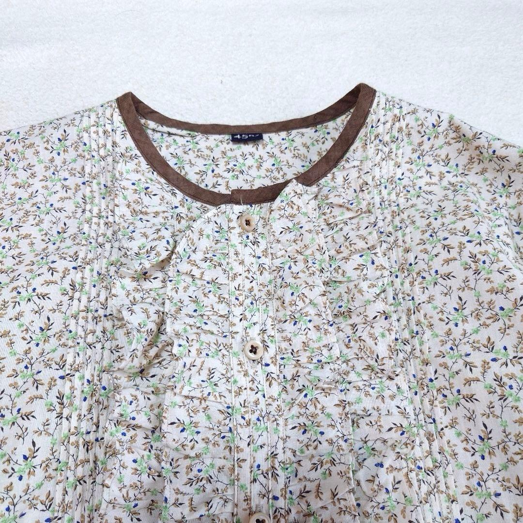 未使用品 45R ツタフラワープリントのフリルブラウス 45rpm - メルカリ