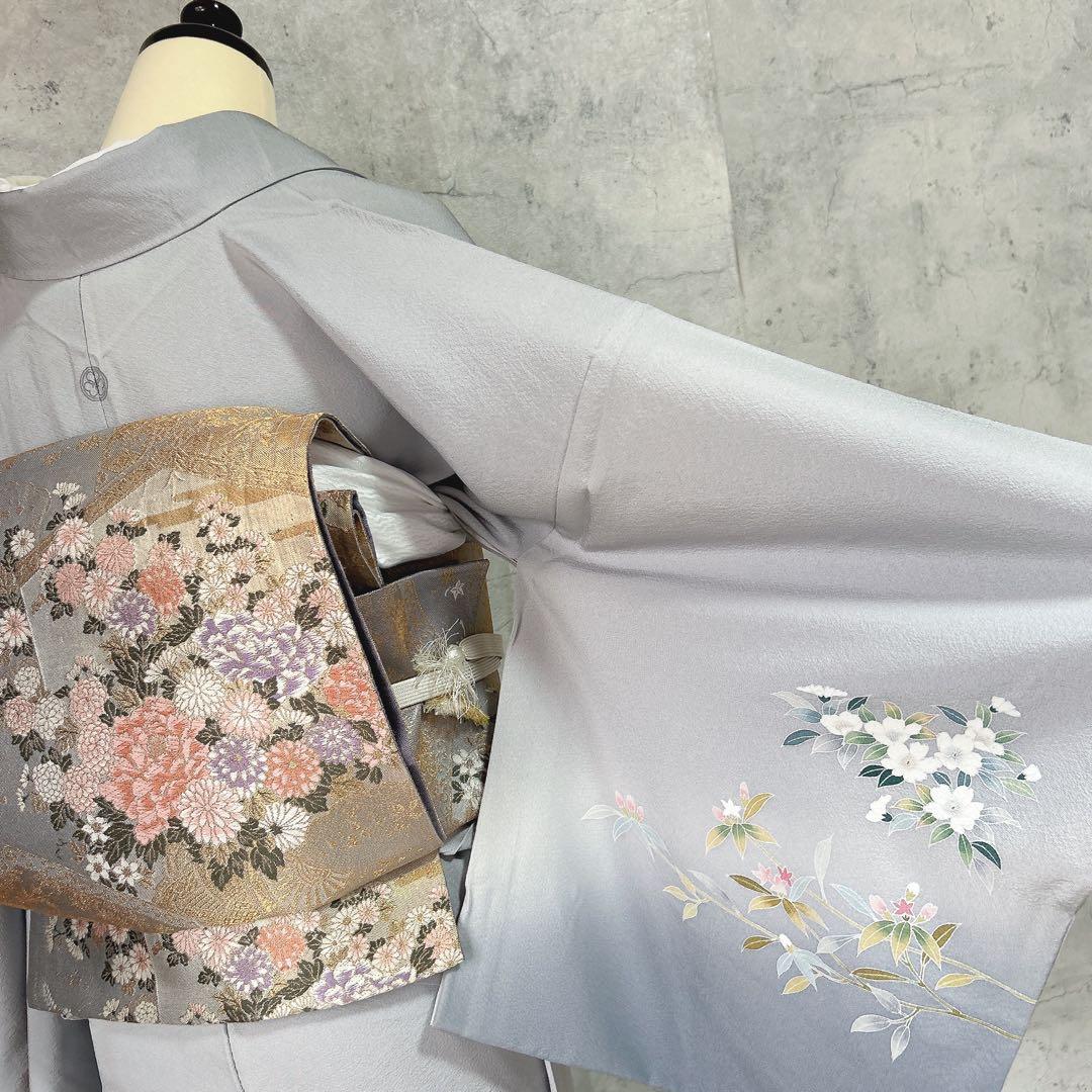 訪問着フルセット 着物 三越 正絹 桜 友禅染 水色 入学式 卒業式