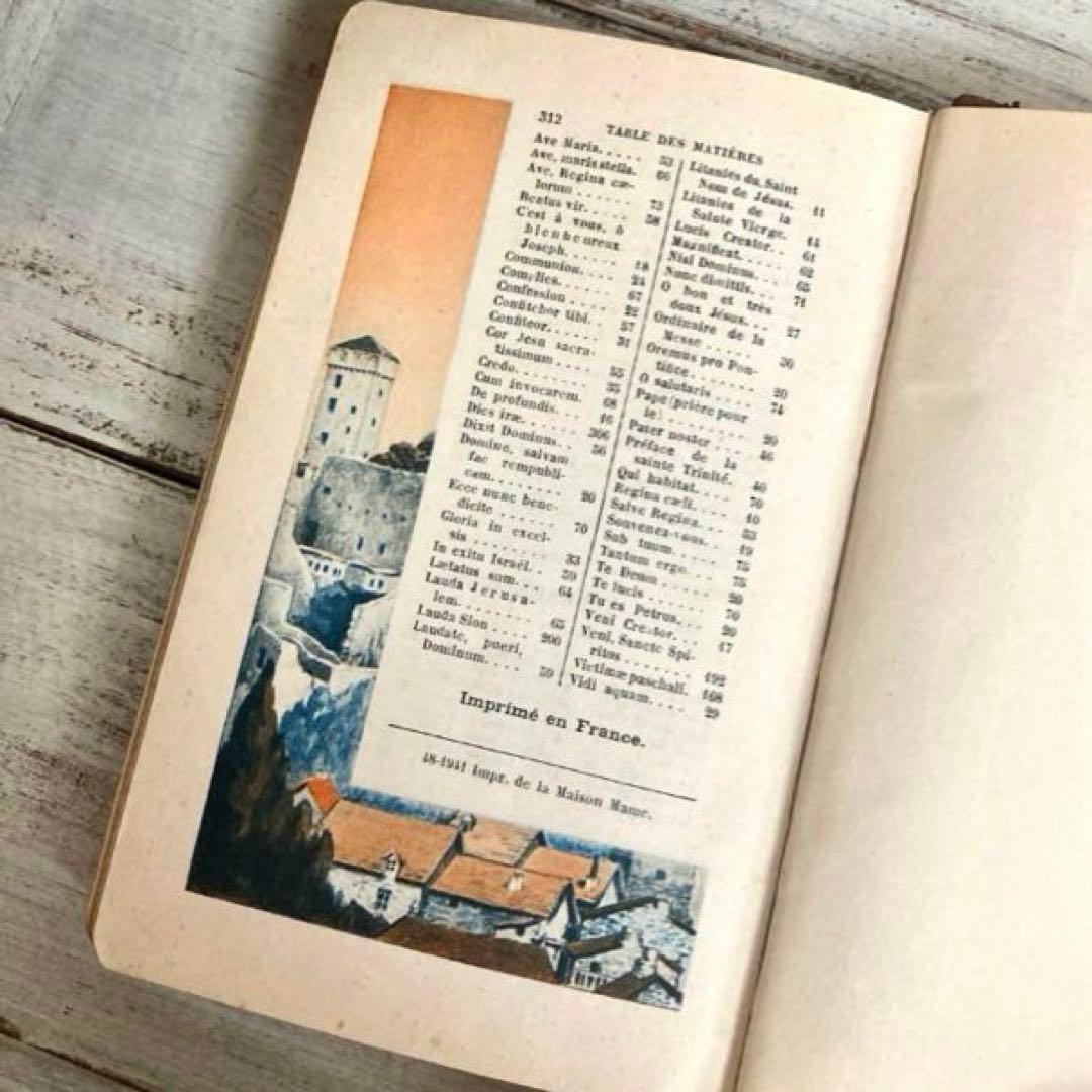 フランスアンティーク雑貨 ノートルダム革張り典礼書 ミゼル祈祷書聖書
