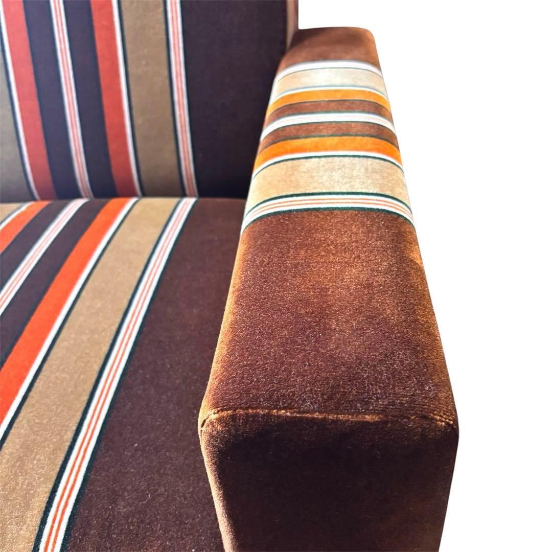 レトロ】モケットストライプ ソファ チェア 1人掛 たのメル便 - メルカリ