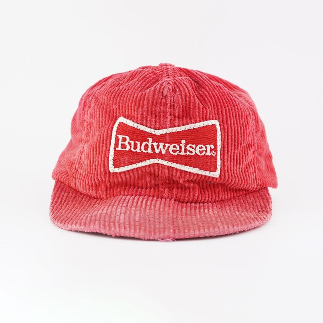 バドワイザー 帽子 キャップ 古着 90s コーデュロイ 刺繍 赤 18408 古着 バドワイザー BUDWEISER アドバダイジング ベースボールキャップ