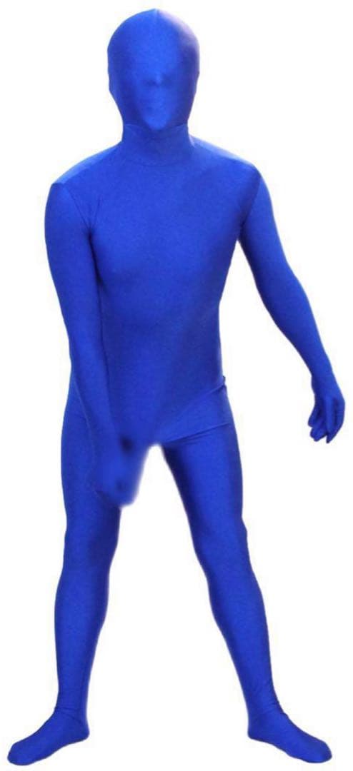 即購入OK。Mサイズロイヤルブルー男性凸仕様ゼンタイフルフェイスマスク全身タイツ