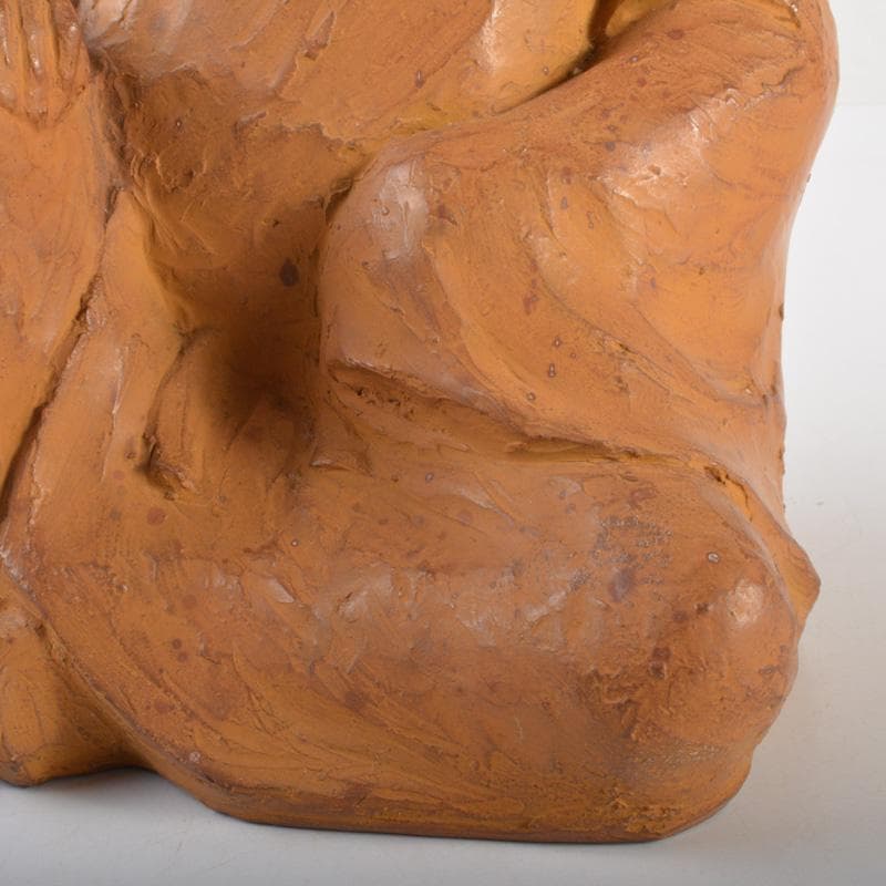 常滑焼 片岡静観造 柿本人麻呂（人磨） 人物像 置物 共箱 V 6421A