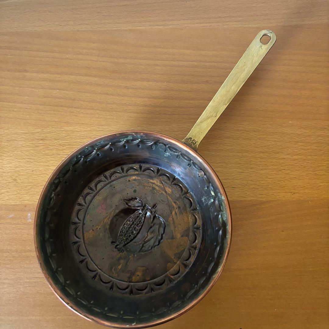 ザクロ 取手付きコッパーモールド 銅製 フランスアンティーク