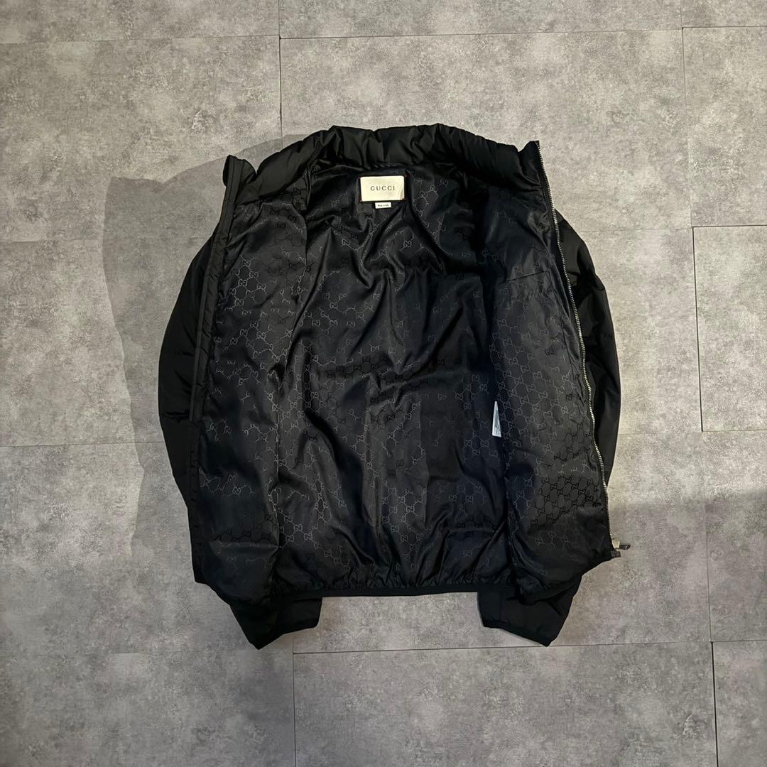 裏地総柄❗️】GUCCI ダウンジャケット ワッペンロゴ ブラック 46 M