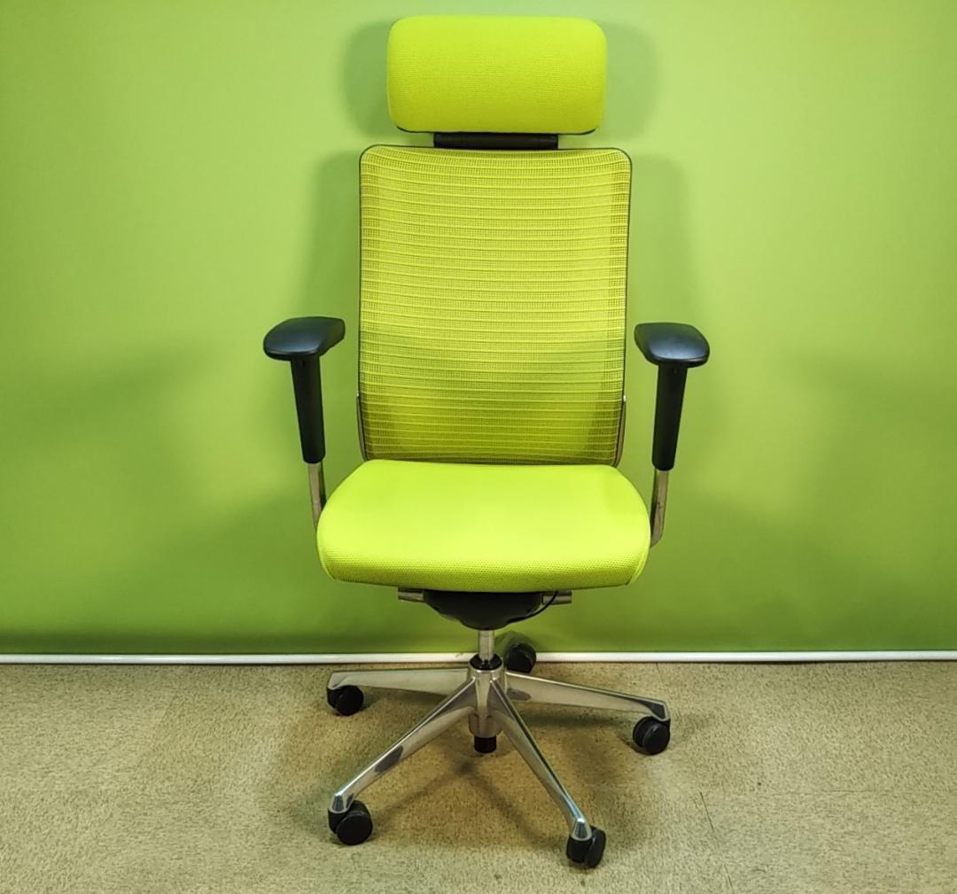 ah　オカムラ　コーラル　ライムグリーン　2018年 エクストラハイバック 中古 未使用新古品】オカムラ オフィスチェア コーラル エクストラ