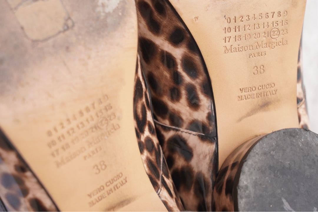 希少 極美品マルジェラ タビ バレエ レオパード 38 24.5㎝ エナメル