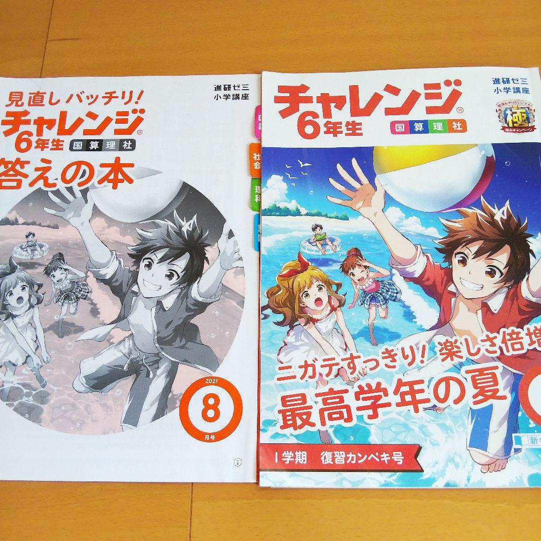 チャレンジ 6年生 8月号 ワーク 進研ゼミ 国語 算数 理科 社会 問題集