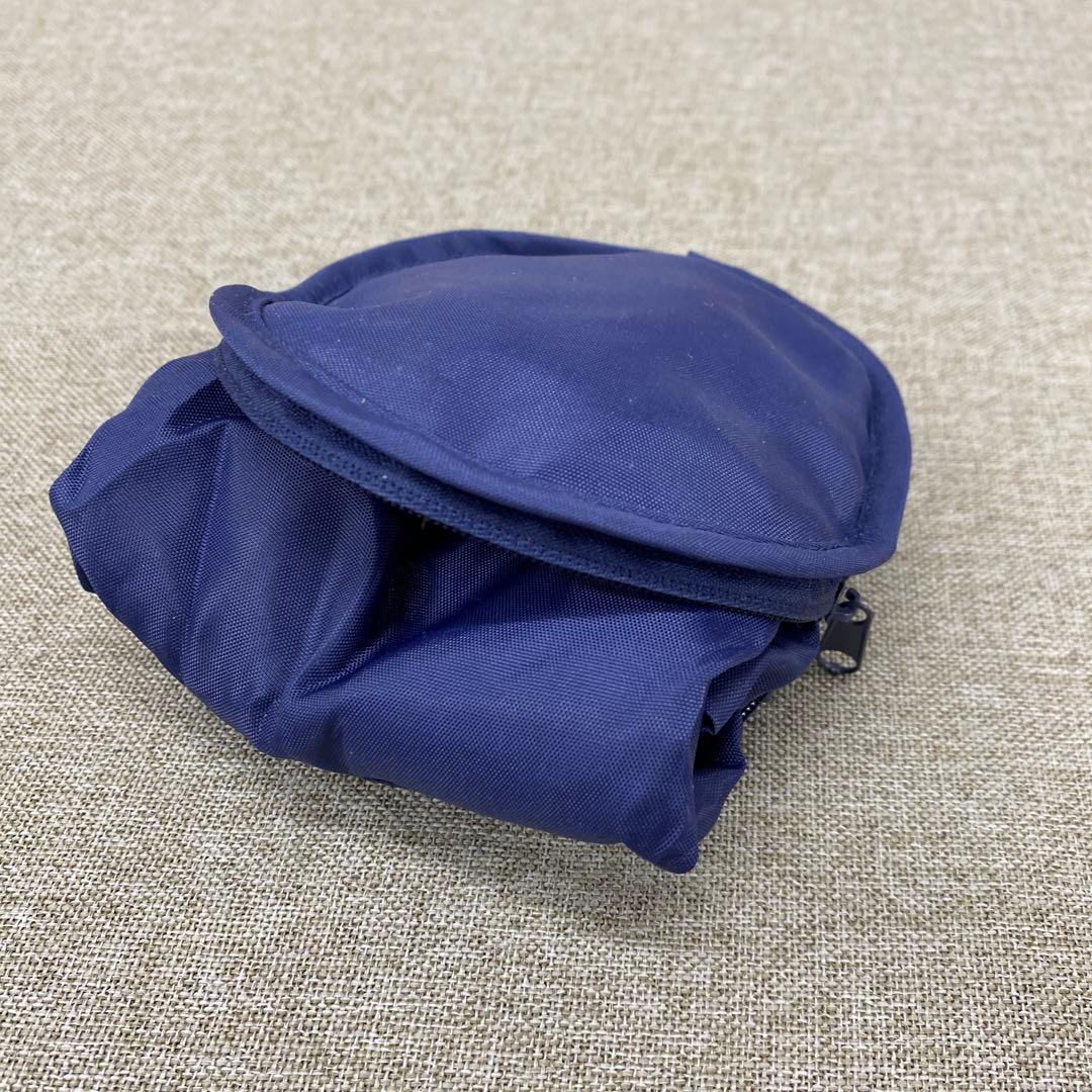 i104＊ ファミリア エコバッグ りんご 収納ポーチ一体型 紺 ノベルティ