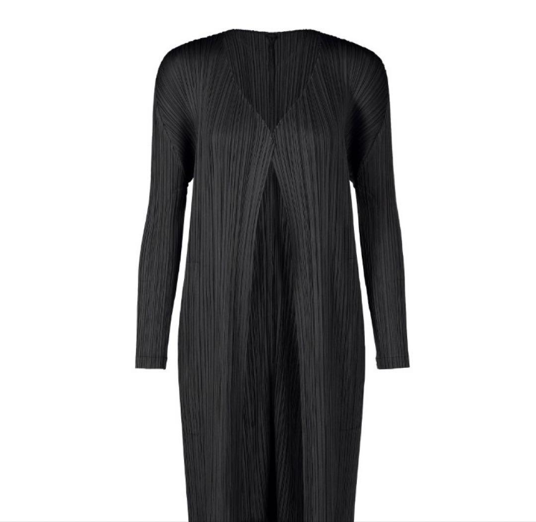 美品 プリーツプリーズ イッセイミヤケ ロングカーディガン ボタンレス