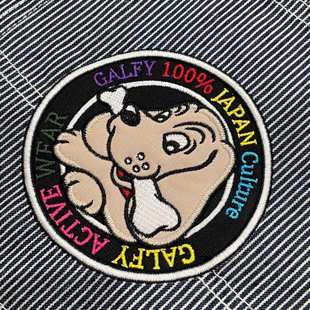 GALFY 石ちゃんオーバーオール デニム ワッペン ストライプ 犬 タグ