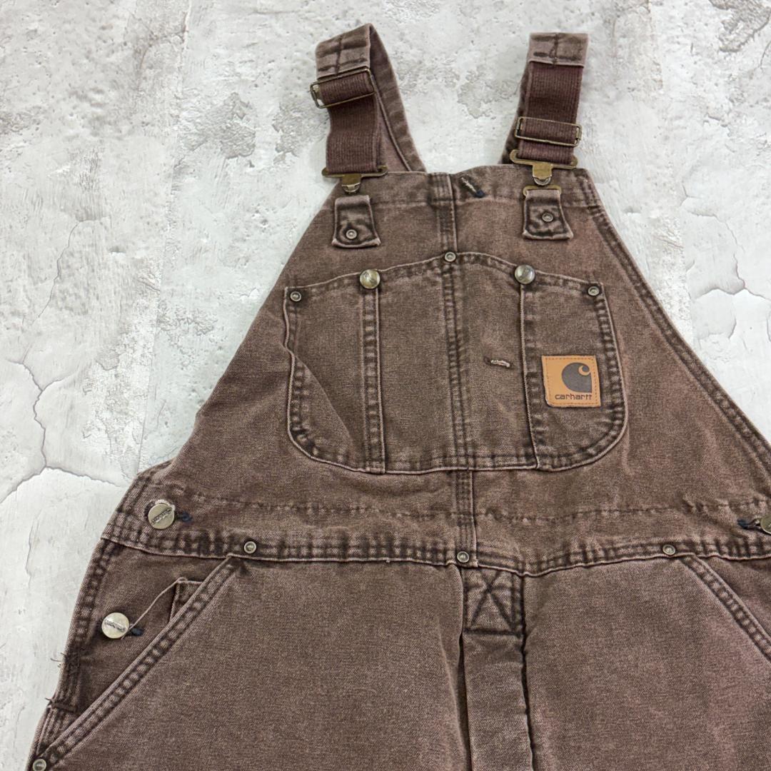 ふ*ぅ様 カーハート　USA製　ダブルニー　ストリート　オーバーオール　古着　茶 90年代 Carhartt カーハート ダック地 ダブルニー オーバーオール
