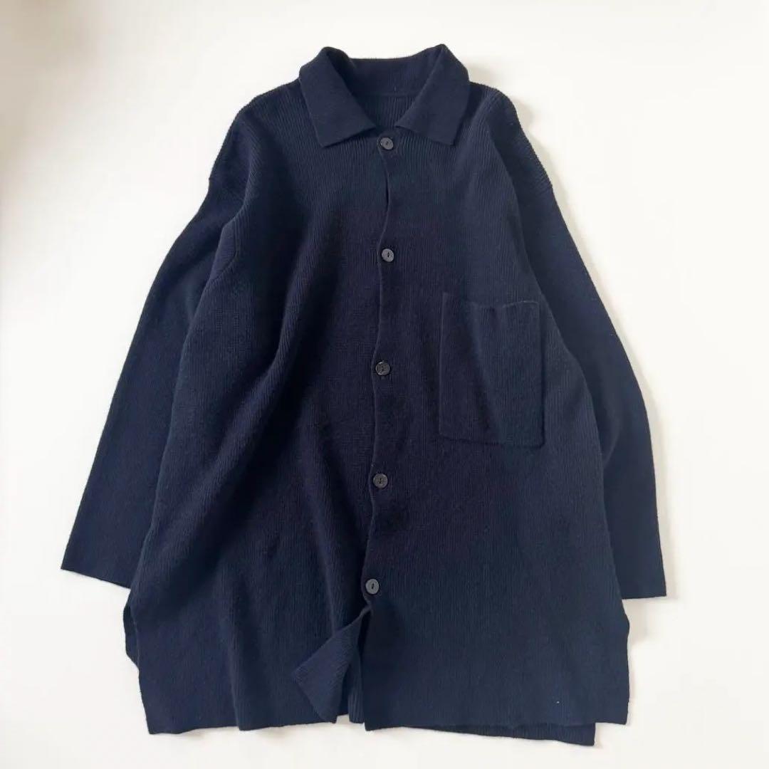 Jurgen Lehl ヨーガンレール 襟付きロングカーディガン ウール100