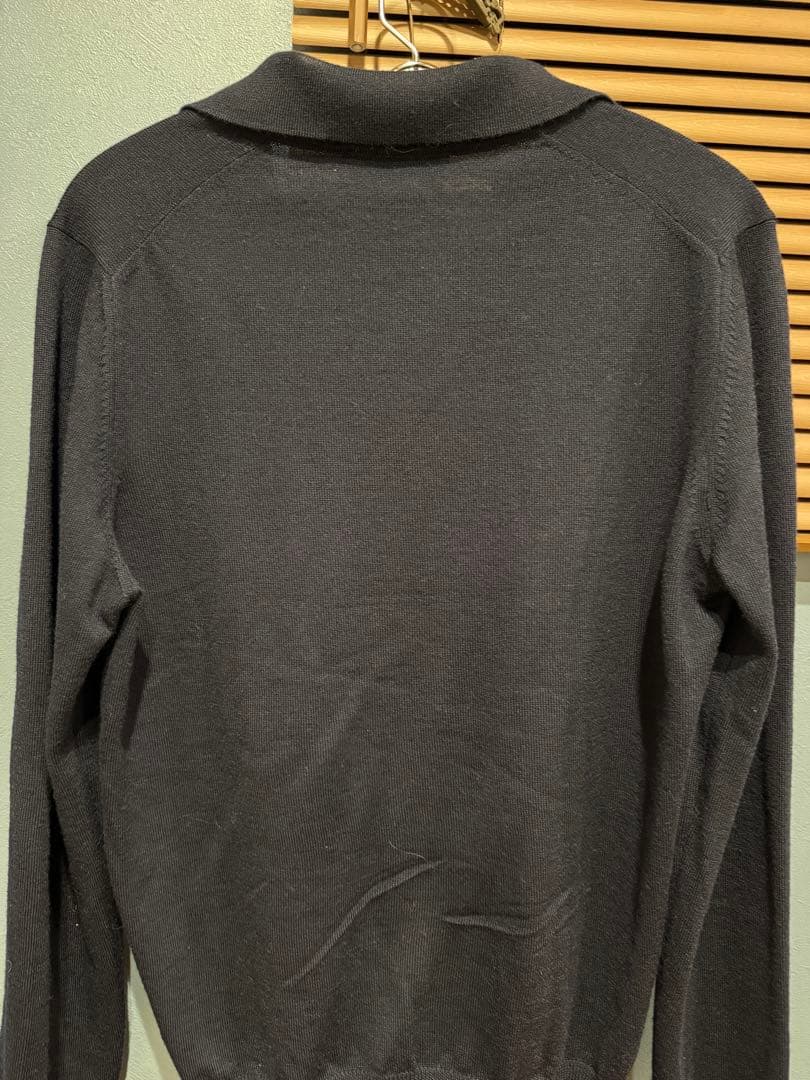 Gran Sasso＞ 12ゲージ メリノウール スキッパーニット 紺ネイビー