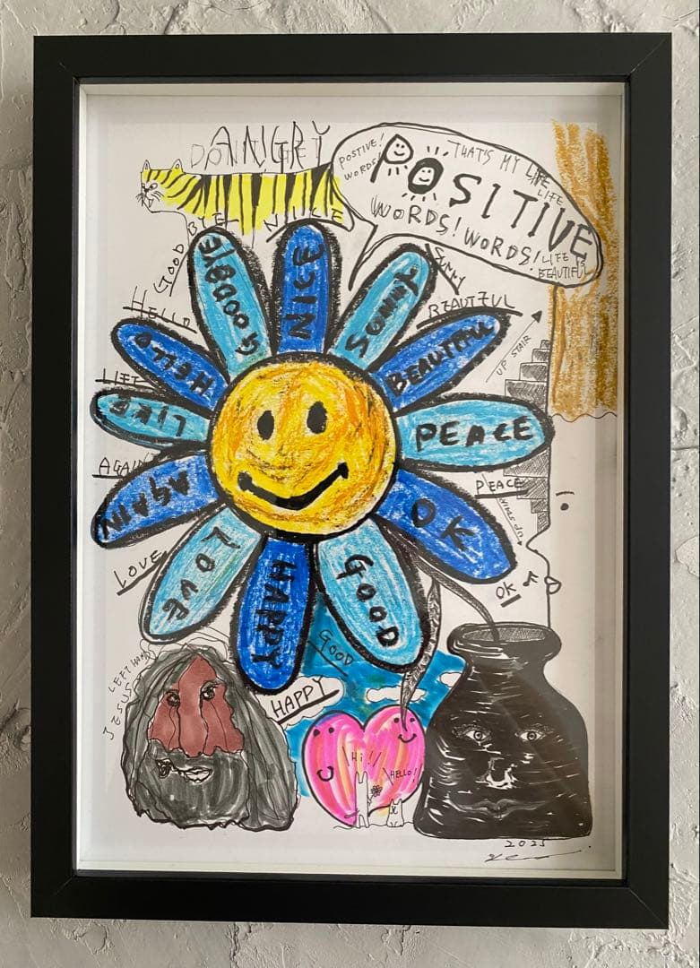 原画/抽象画/ポップアート/ストリートアート Positve Words 花 原画/抽象画/ポップアート/ストリートアート Positve Words 花