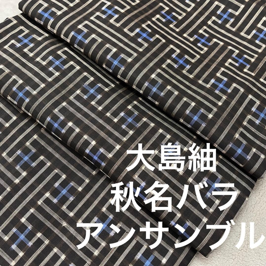 希少・未使用》大島紬 秋名バラ 龍郷 青 アンサンブル 羽織 袷 - メルカリ