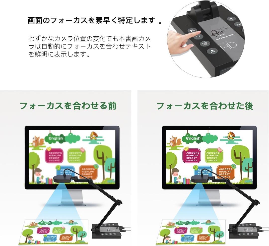 書画カメラ 4K 1500万画素 折りたたみ式 ポータブル ドキュメント