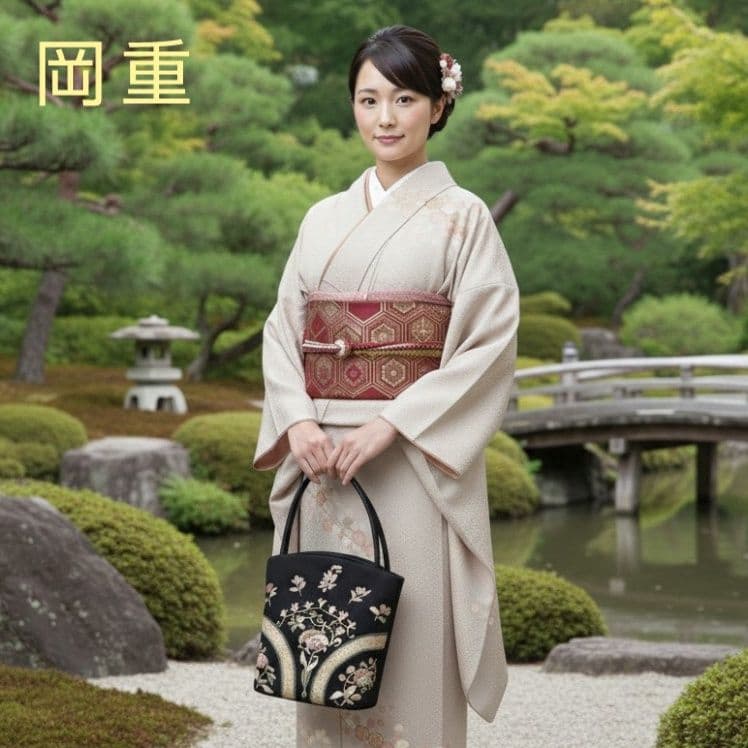 岡重 OKAJIMA 和装バッグ ハンドバッグ 京友禅 シルク 絹 - メルカリ