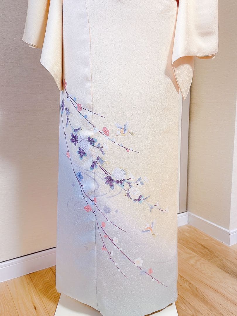 美品 訪問着 さが美 フルセット 裄66 友禅 卒業式 入学式 M S 鳥 黄色
