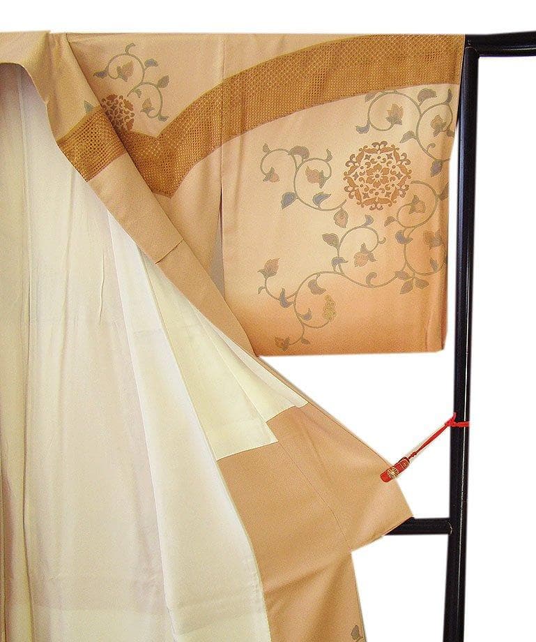ロング寸 紋意匠 汕頭刺繍 附下げ・訪問着（正絹）仕立上り＜HH1929