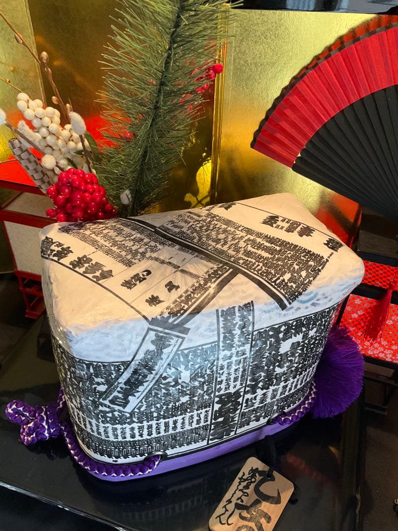 一閑張り 大相撲 相撲番付表 和風 黒白文様 かごバッグ - メルカリ