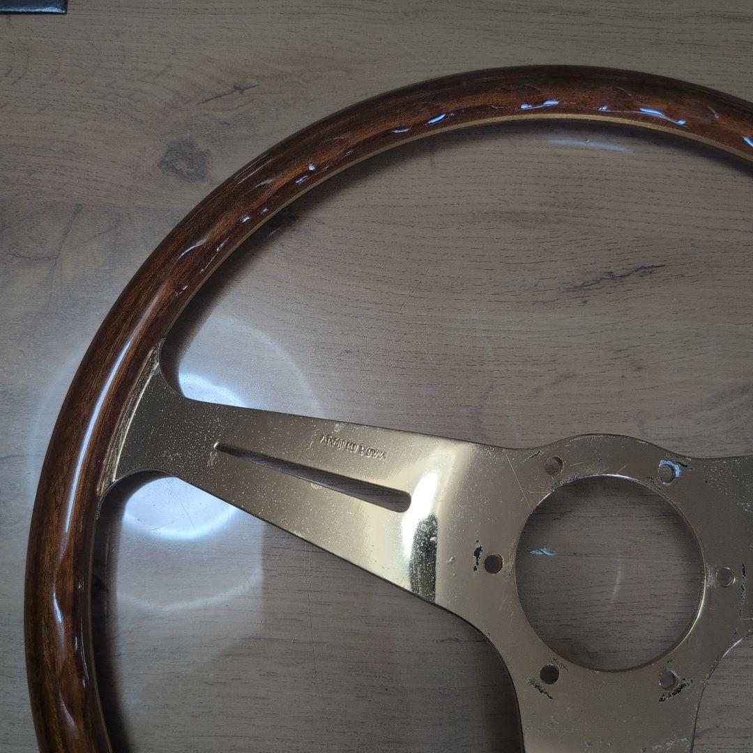 NARDI 当時物 ゴールド/ウッド ステアリングハンドル 38.5cm ！