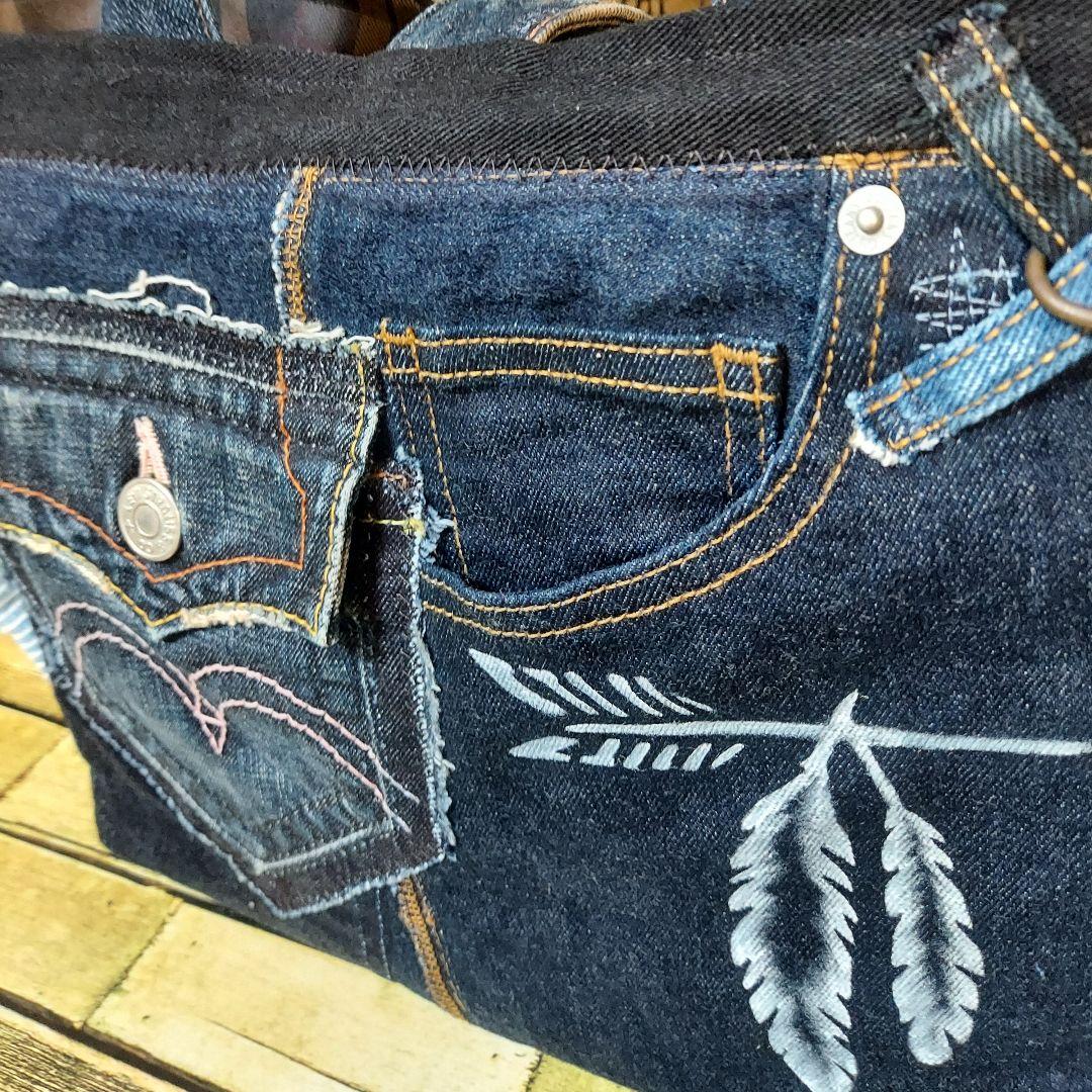 Kal様専用】大きな刺繍デニムバック No.651 デニムリメイク 特大バック