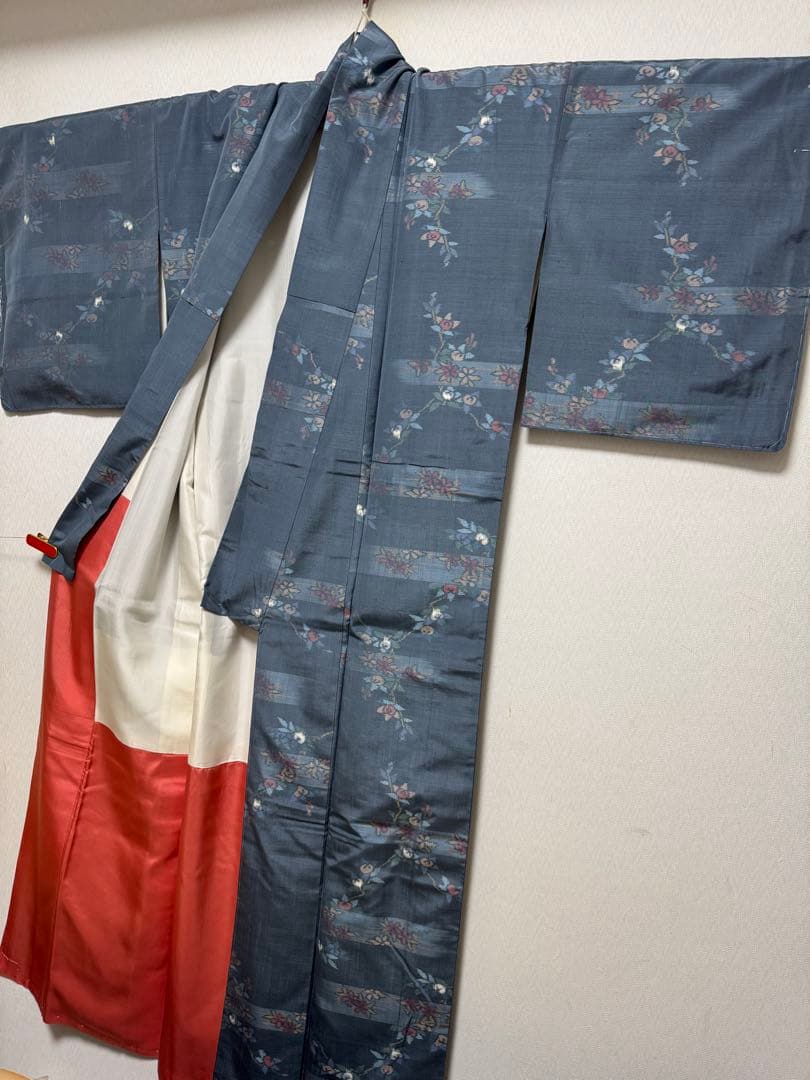 銘品新品】日本三大紬「信州上田紬」草木染 すみれ色「橘の花文様