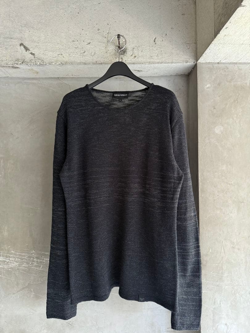 トップス EMPORIO ARMANI Black Glitter Knit Emporio Armani - Black Long Sleeve Sparkle Top | Mitchell Stores