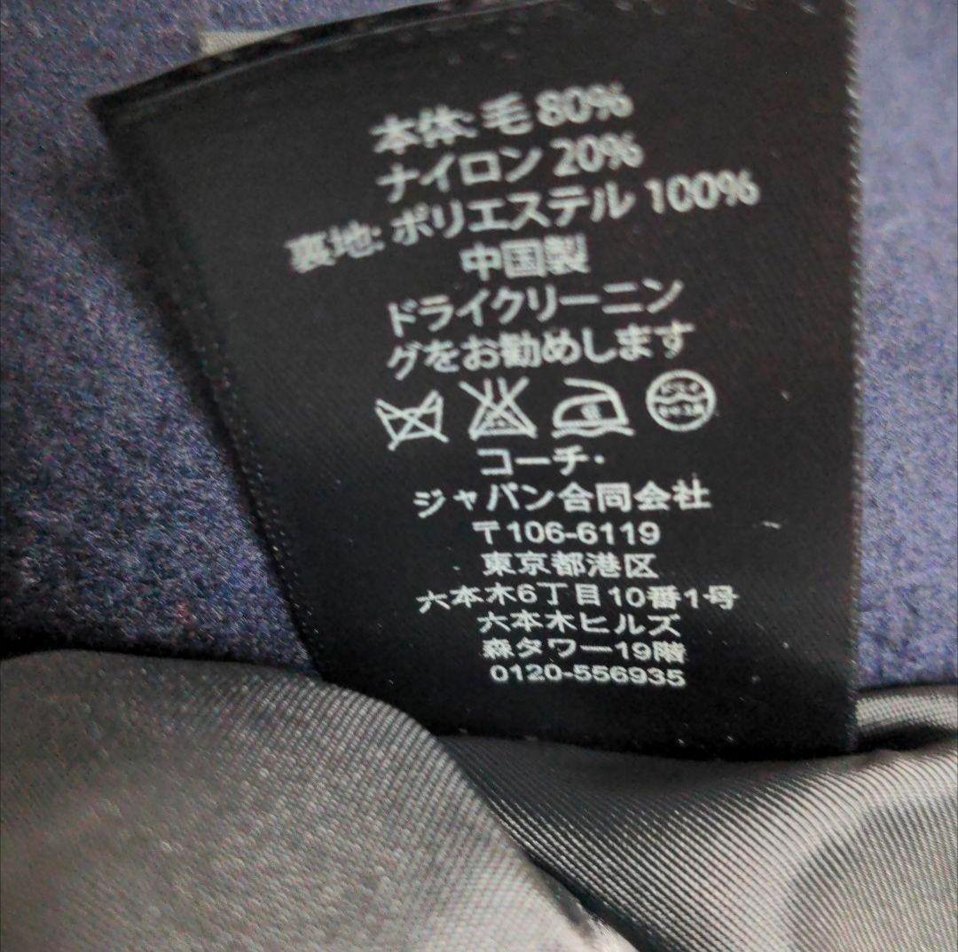 aq11. COACH ウールPコート ネイビー レディースLサイズ相当 - メルカリ