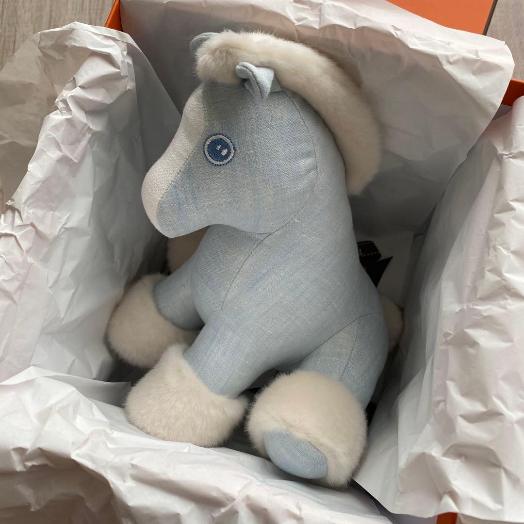 エルメス ベビーエルミー ホース 馬 ぬいぐるみ リネン ブルー 新品 エルメス ベビーエルミー ホース 馬 ぬいぐるみ リネン ブルー 新品