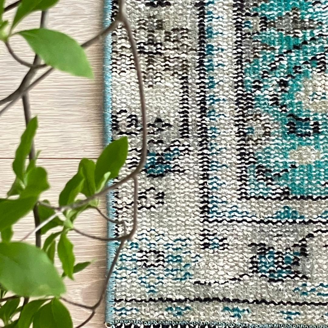 スカイブルー✳︎91×192✳︎ペールグレー 満載フラワー トルコ