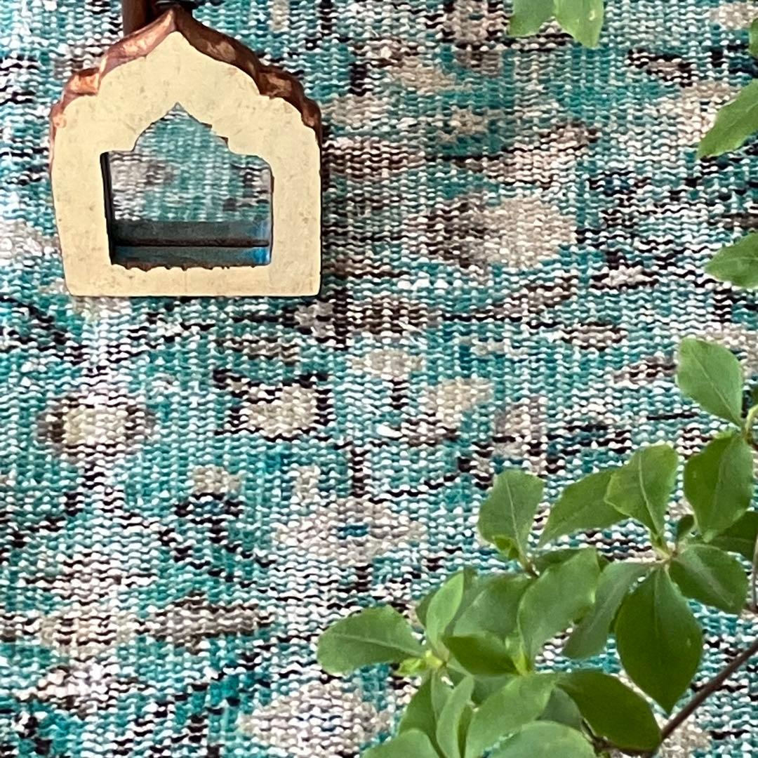 スカイブルー✳︎91×192✳︎ペールグレー 満載フラワー トルコ