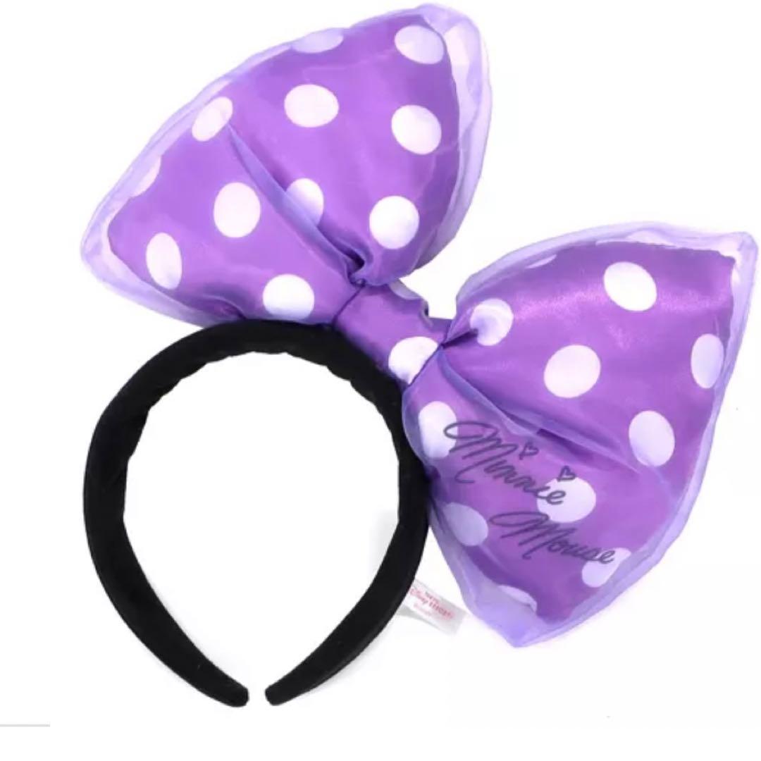 ディズニー カチューシャ ミニー 紫 ビッグリボン ディズニー ドット