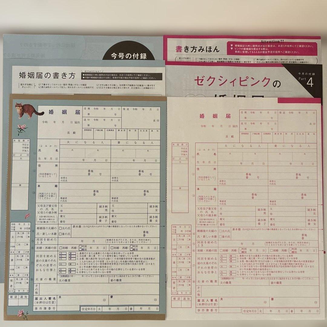 ゼクシィ付録 PAUL & JOE婚姻届とピンクの婚姻届 2点セット - メルカリ