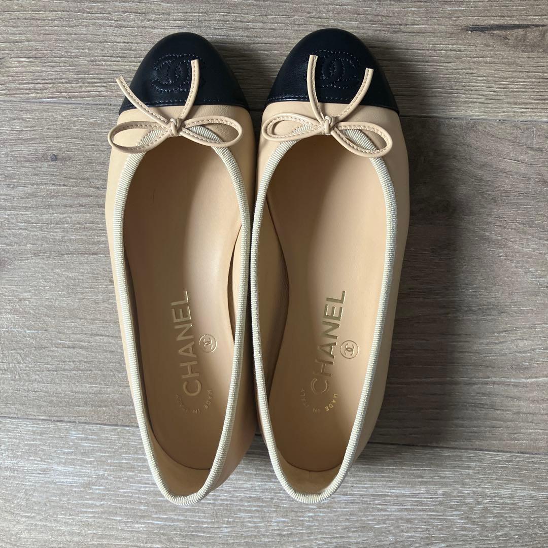 CHANEL シャネル バレエシューズ バレリーナ ベージュ 34.5 - メルカリ
