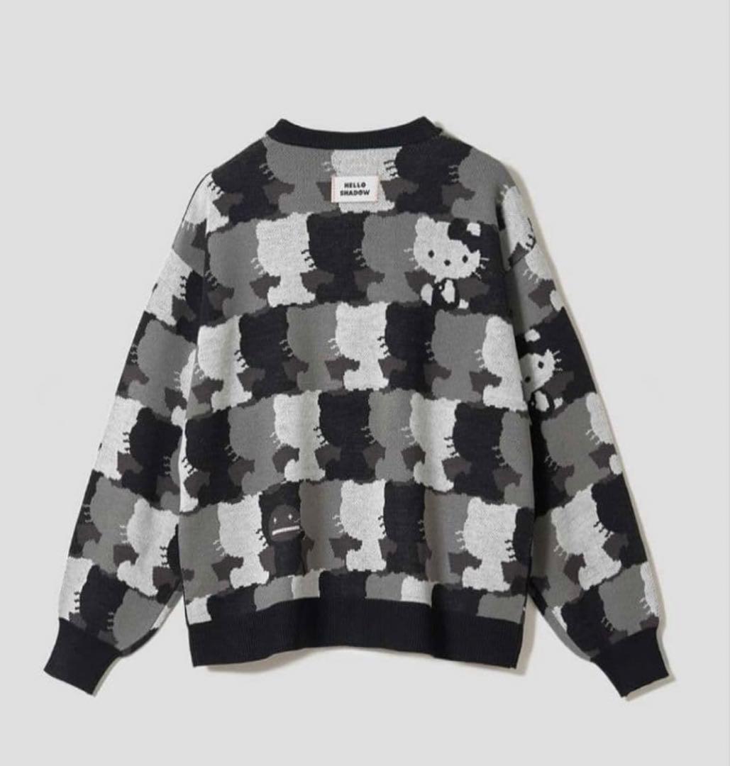 キティ シルエットパターン ジャカードVネックカーディガン グラニフ