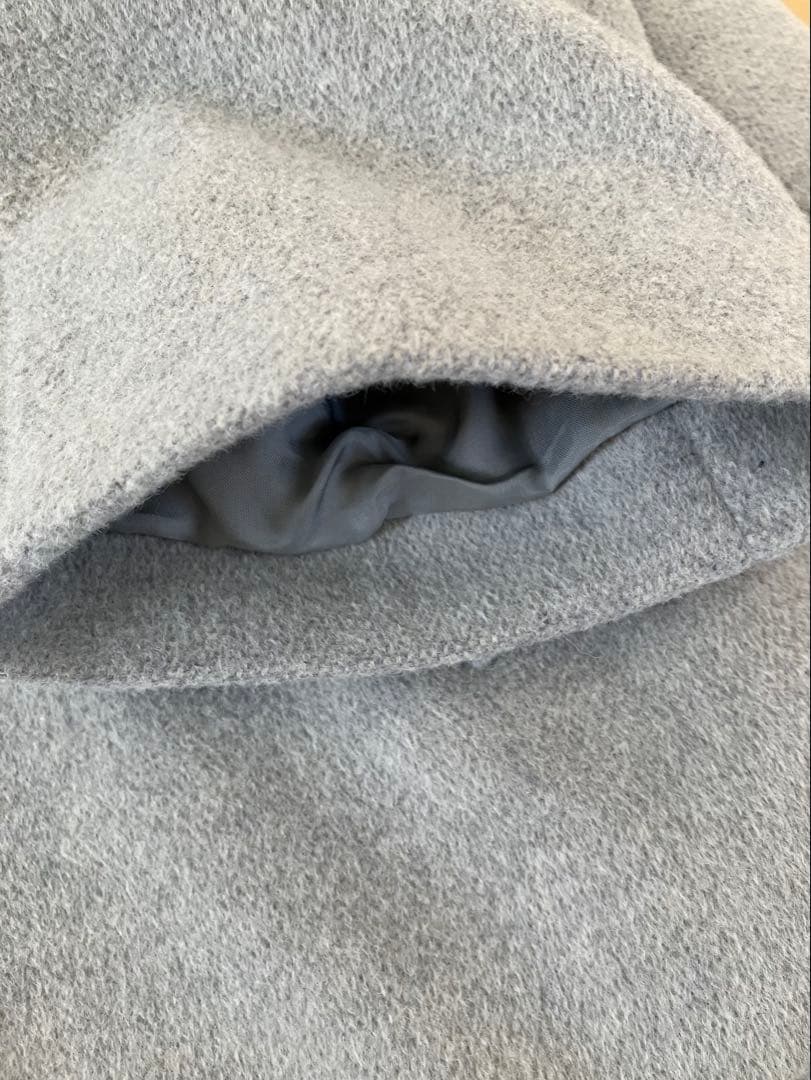 23区 グレー アンゴラ ウール コート ブルーフォックス ファー付き