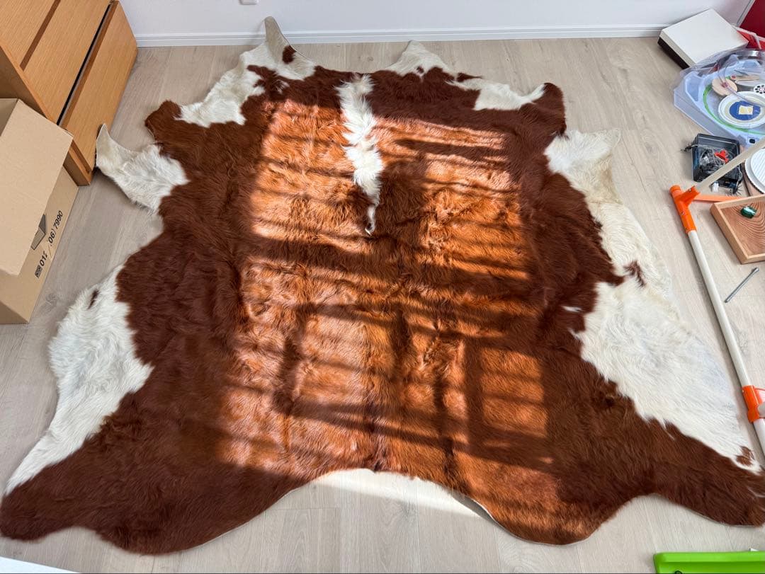 IKEA カウハイド　KOLDBY ブラウン牛革 ラグ 茶白 毛足長 KOLDBY コールドビー カウハイド, ブラウン - IKEA